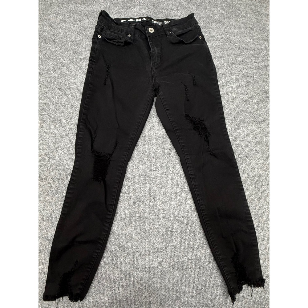 S.O.N.G. Curvy High‎ Rise Skinny Ankle Jeans Black Distressed Size 5/27
